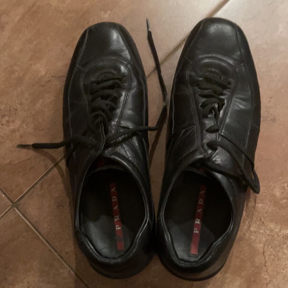 Prada all black leather sneakers - Picture 2 of 4